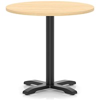 Italia 800mm Poseur Round Table Maple Top 750mm High Black Leg Cross Base