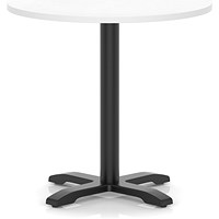 Italia 800mm Poseur Round Table White Top 750mm High Black Leg Cross Base