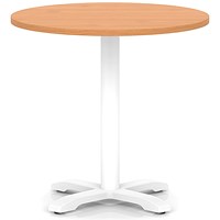 Italia 800mm Poseur Round Table Beech Top 750mm High White Leg Cross Base