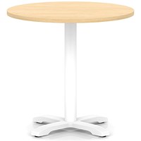 Italia 800mm Poseur Round Table Maple Top 750mm High White Leg Cross Base