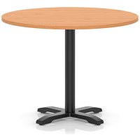 Italia 1000mm Poseur Round Table Beech Top 750mm High Black Leg Cross Base