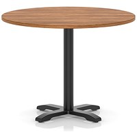 Italia 1000mm Poseur Round Table Walnut Top 750mm High Black Leg Cross Base