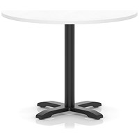 Italia 1000mm Poseur Round Table White Top 750mm High Black Leg Cross Base