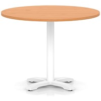 Italia 1000mm Poseur Round Table Beech Top 750mm High White Leg Cross Base
