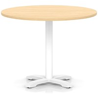 Italia 1000mm Poseur Round Table Maple Top 750mm High White Leg Cross Base