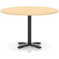 Italia 1200mm Poseur Round Table Maple Top 750mm High Black Leg Cross Base