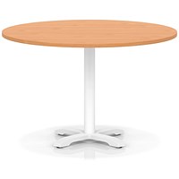 Italia 1200mm Poseur Round Table Beech Top 750mm High White Leg Cross Base