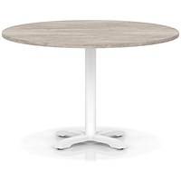 Italia 1200mm Poseur Round Table Grey Oak Top 750mm High White Leg Cross Base