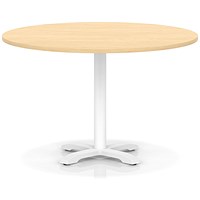 Italia 1200mm Poseur Round Table Maple Top 750mm High White Leg Cross Base