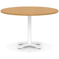 Italia 1200mm Poseur Round Table Oak Top 750mm High White Leg Cross Base