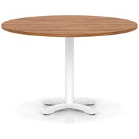Italia 1200mm Poseur Round Table Walnut Top 750mm High White Leg Cross Base