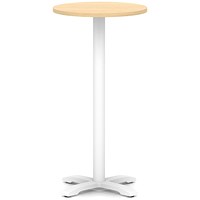 Italia 600mm Poseur Round Table Maple Top 1170mm High White Leg Cross Base