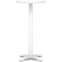 Italia 600mm Poseur Round Table White Top 1170mm High White Leg Cross Base