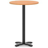 Italia 800mm Poseur Round Table Beech Top 1170mm High Black Leg Cross Base