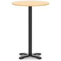 Italia 800mm Poseur Round Table Maple Top 1170mm High Black Leg Cross Base