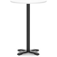 Italia 800mm Poseur Round Table White Top 1170mm High Black Leg Cross Base