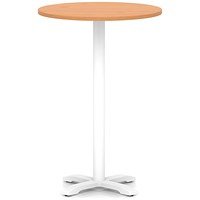 Italia 800mm Poseur Round Table Beech Top 1170mm High White Leg Cross Base