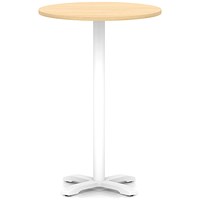 Italia 800mm Poseur Round Table Maple Top 1170mm High White Leg Cross Base