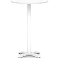 Italia 800mm Poseur Round Table White Top 1170mm High White Leg Cross Base