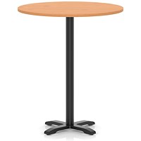 Italia 1000mm Poseur Round Table Beech Top 1170mm High Black Leg Cross Base