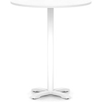 Italia 1000mm Poseur Round Table White Top 1170mm High White Leg Cross Base
