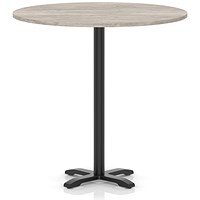 Italia 1200mm Poseur Round Table Grey Oak Top 1170mm High Black Leg Cross Base