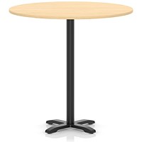Italia 1200mm Poseur Round Table Maple Top 1170mm High Black Leg Cross Base