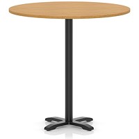 Italia 1200mm Poseur Round Table Oak Top 1170mm High Black Leg Cross Base