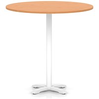 Italia 1200mm Poseur Round Table Beech Top 1170mm High White Leg Cross Base