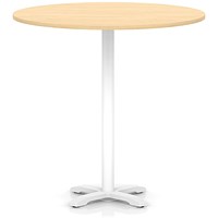 Italia 1200mm Poseur Round Table Maple Top 1170mm High White Leg Cross Base