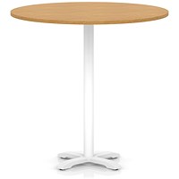 Italia 1200mm Poseur Round Table Oak Top 1170mm High White Leg Cross Base
