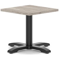 Italia 600mm Square Coffee Table Grey Oak Top 495mm High Black Leg Cross Base