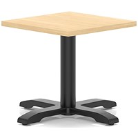 Italia 600mm Square Coffee Table Maple Top 495mm High Black Leg Cross Base