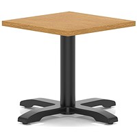 Italia 600mm Square Coffee Table Oak Top 495mm High Black Leg Cross Base