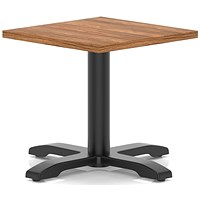 Italia 600mm Square Coffee Table Walnut Top 495mm High Black Leg Cross Base