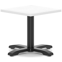 Italia 600mm Square Coffee Table White Top 495mm High Black Leg Cross Base