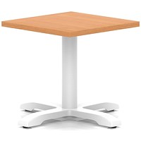 Italia 600mm Square Coffee Table Beech Top 495mm High White Leg Cross Base