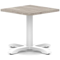 Italia 600mm Square Coffee Table Grey Oak Top 495mm High White Leg Cross Base
