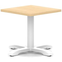 Italia 600mm Square Coffee Table Maple Top 495mm High White Leg Cross Base