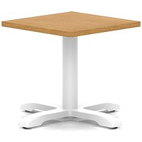 Italia 600mm Square Coffee Table Oak Top 495mm High White Leg Cross Base