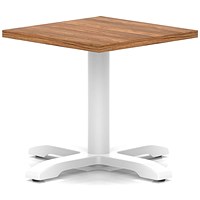 Italia 600mm Square Coffee Table Walnut Top 495mm High White Leg Cross Base