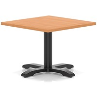 Italia 800mm Square Coffee Table Beech Top 495mm High Black Leg Cross Base