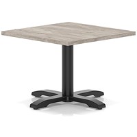Italia 800mm Square Coffee Table Grey Oak Top 495mm High Black Leg Cross Base
