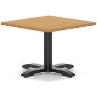 Italia 800mm Square Coffee Table Oak Top 495mm High Black Leg Cross Base