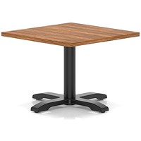 Italia 800mm Square Coffee Table Walnut Top 495mm High Black Leg Cross Base