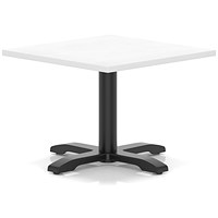 Italia 800mm Square Coffee Table White Top 495mm High Black Leg Cross Base
