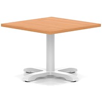 Italia 800mm Square Coffee Table Beech Top 495mm High White Leg Cross Base