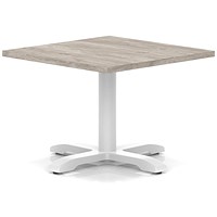 Italia 800mm Square Coffee Table Grey Oak Top 495mm High White Leg Cross Base