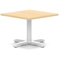Italia 800mm Square Coffee Table Maple Top 495mm High White Leg Cross Base