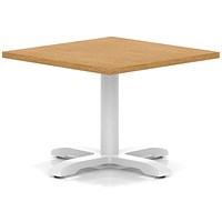 Italia 800mm Square Coffee Table Oak Top 495mm High White Leg Cross Base